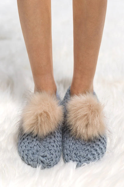 Pom Pom Crochet Slippers