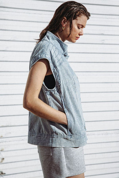 Pinstripe Denim Vest