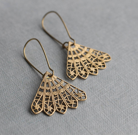 Gold Filigree Fan Earrings