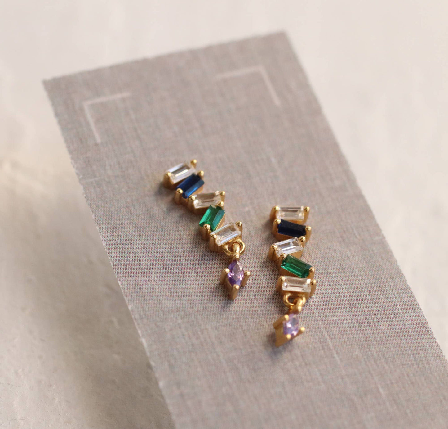 Rainbow Zigzag Drop Stud Earrings