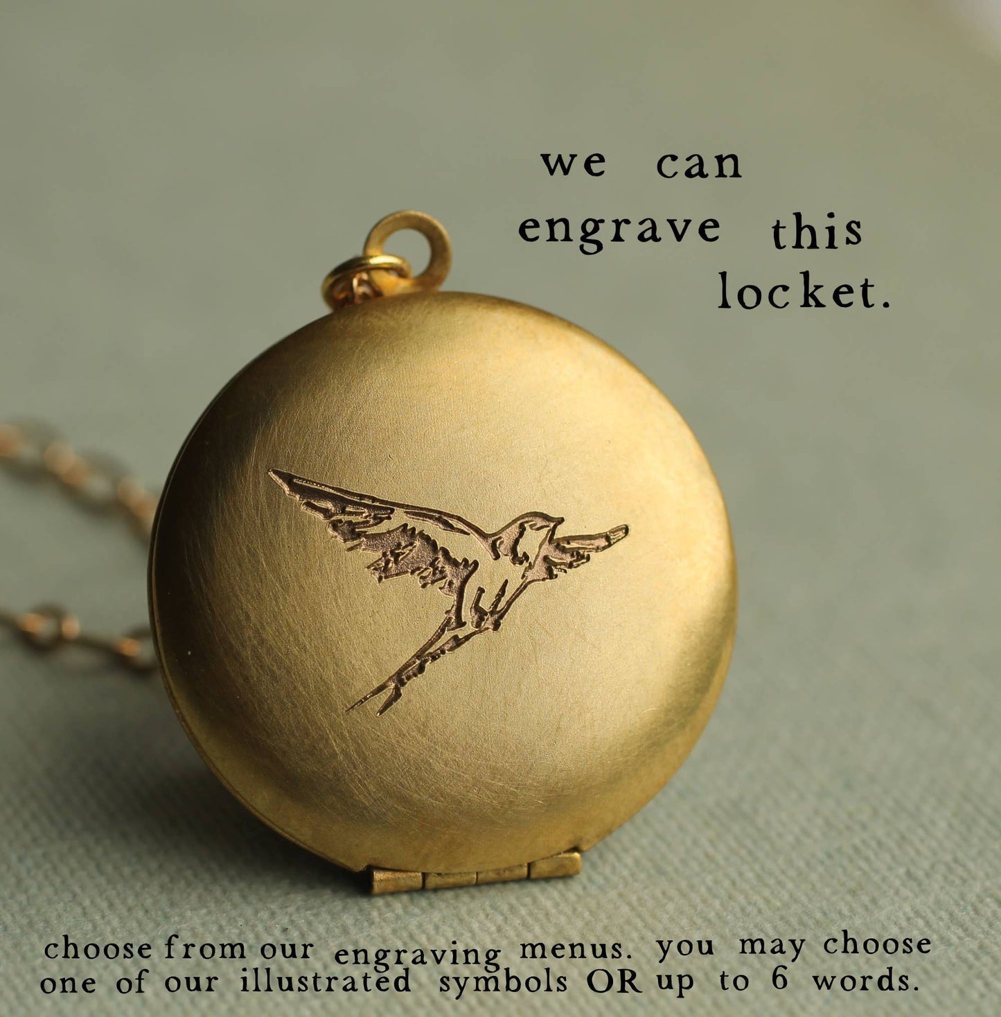 Botanical Round Engraved Locket