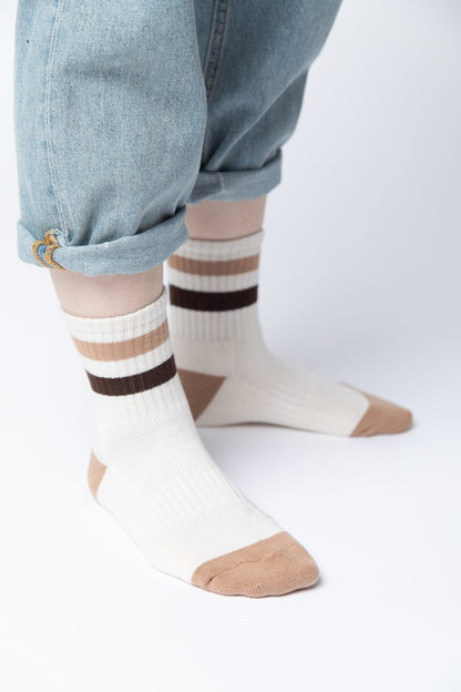 Stripe Ribbed Crew Socks