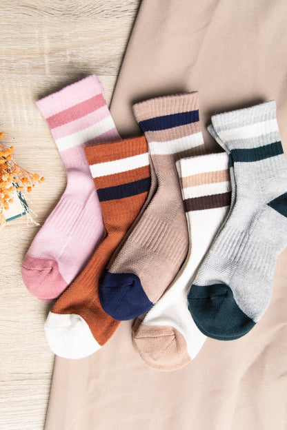 Stripe Ribbed Crew Socks