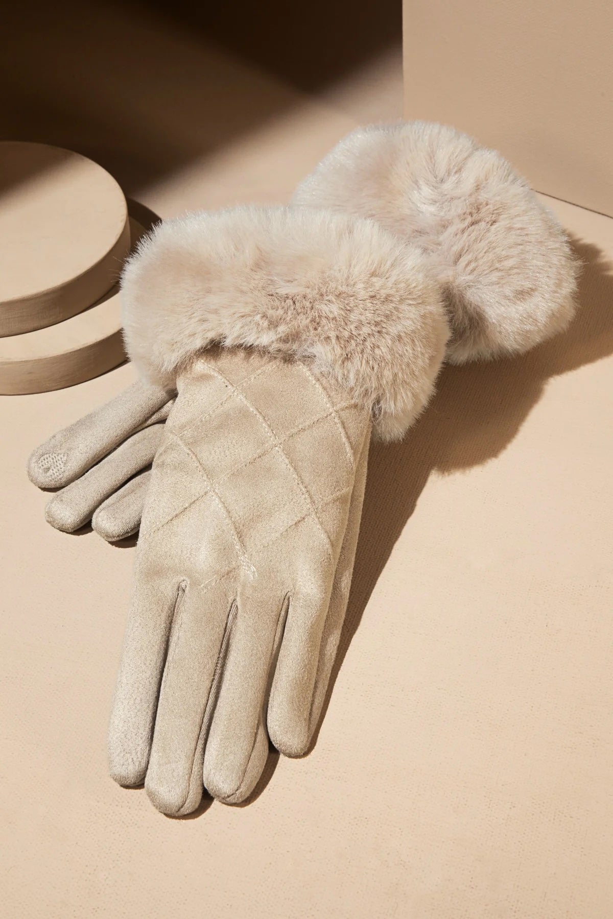 Faux Fur Trim Gloves