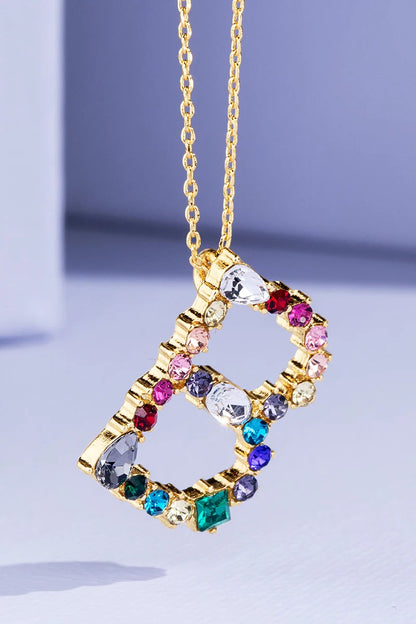 Rhinestone Multi-Color Initial Necklace