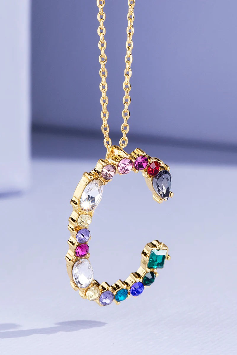 Rhinestone Multi-Color Initial Necklace