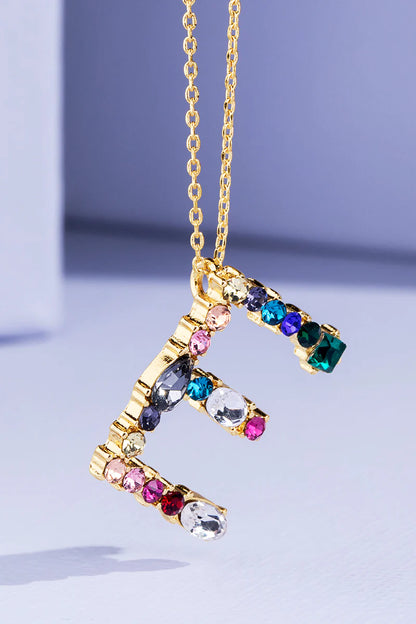 Rhinestone Multi-Color Initial Necklace