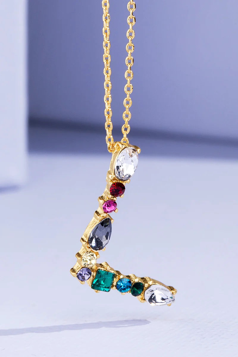 Rhinestone Multi-Color Initial Necklace