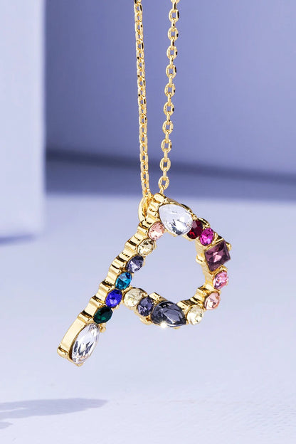 Rhinestone Multi-Color Initial Necklace