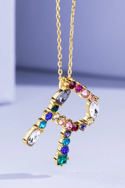 Rhinestone Multi-Color Initial Necklace