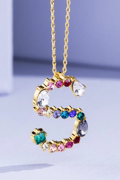 Rhinestone Multi-Color Initial Necklace