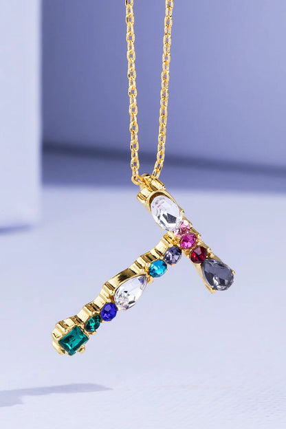 Rhinestone Multi-Color Initial Necklace