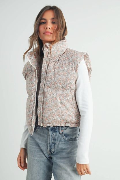 Floral Puffer Vest