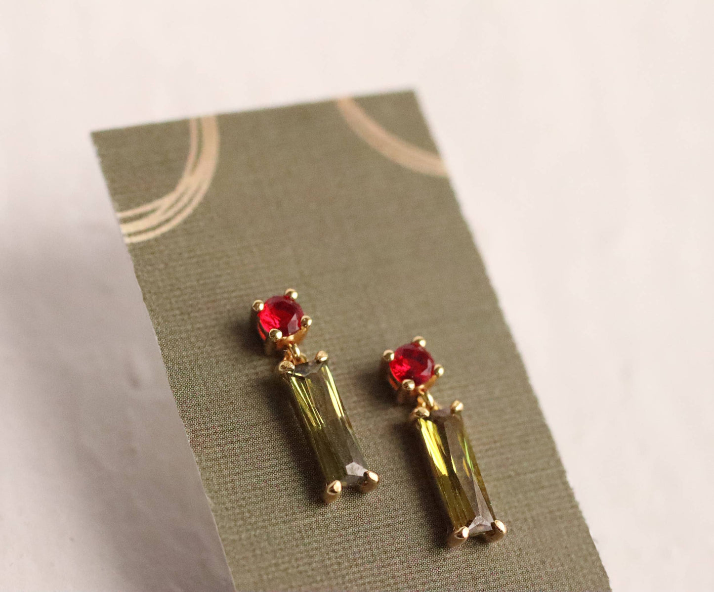 Mid Century Olive Green Earrings