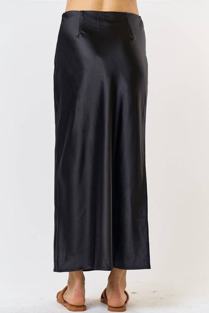 Satin Flared Midi Skirt