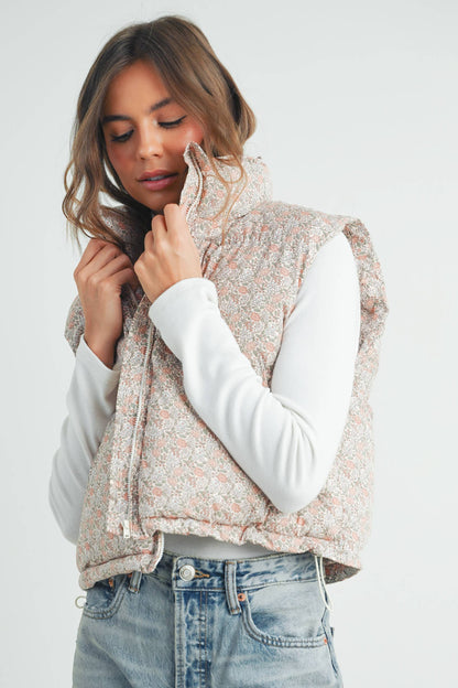 Floral Puffer Vest