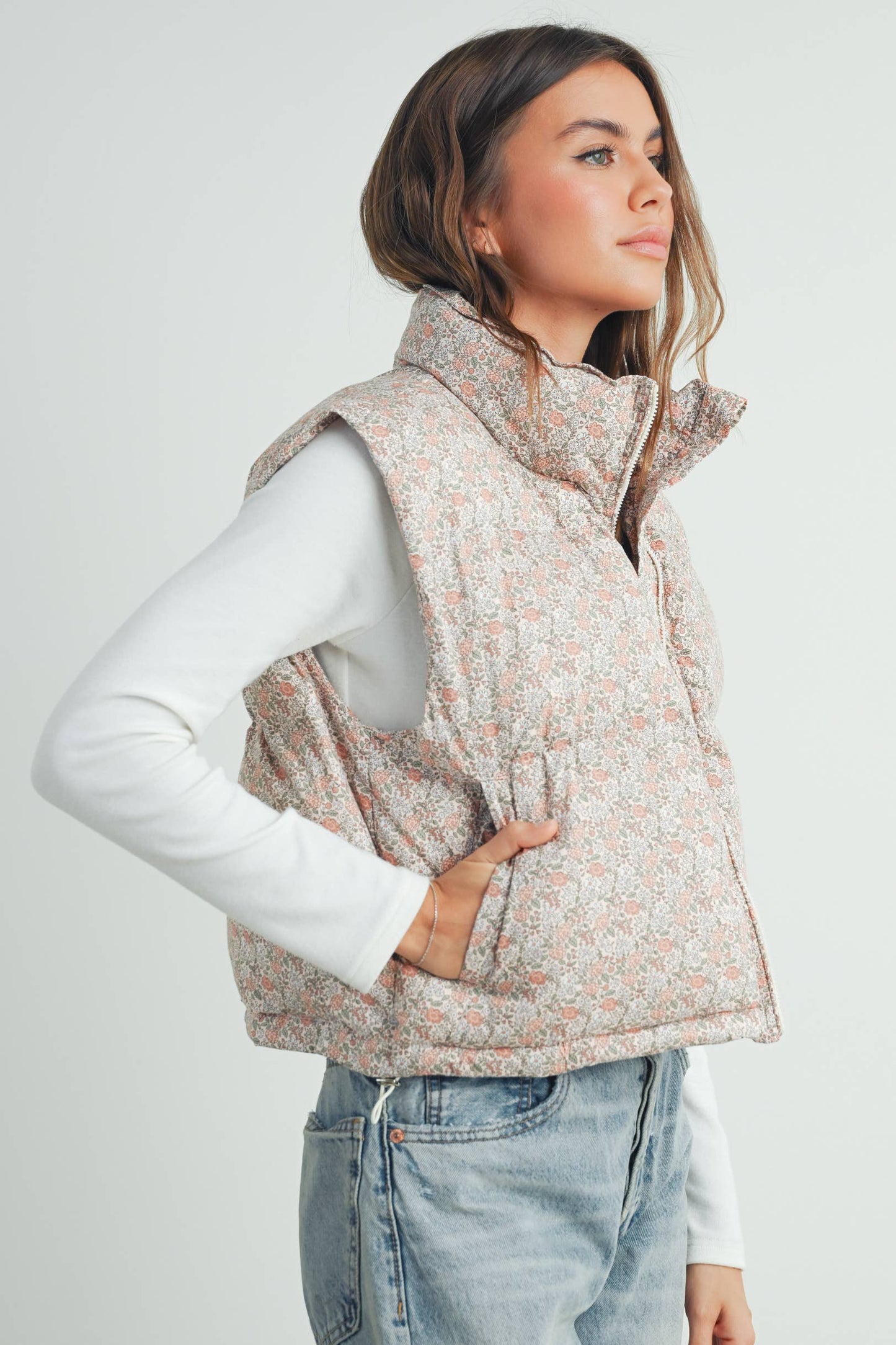 Floral Puffer Vest