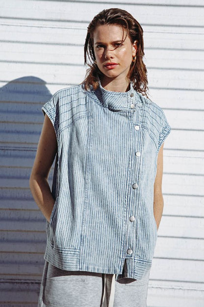 Pinstripe Denim Vest