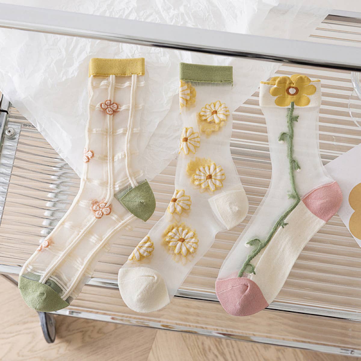 Floral Sheer Socks