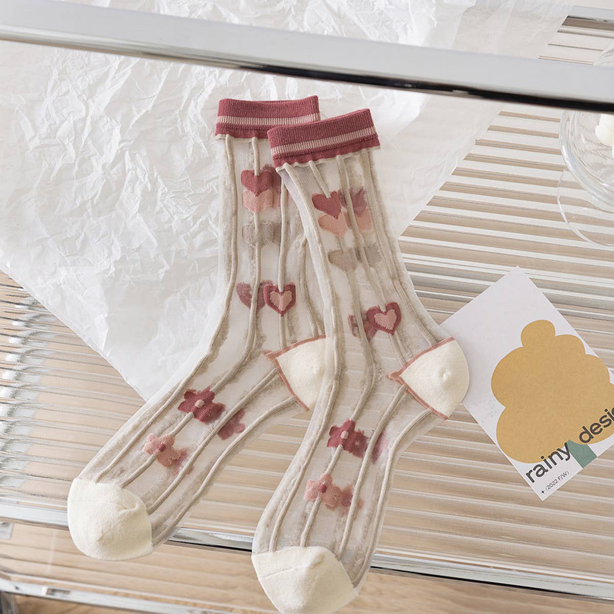 Floral Sheer Socks