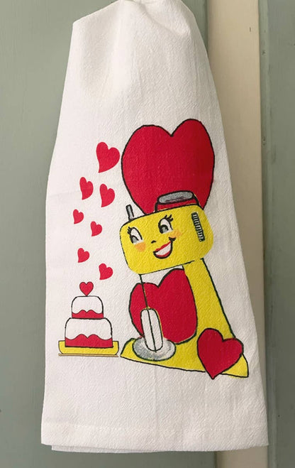 Love Cake Valentine Hearts Kitchen Towel