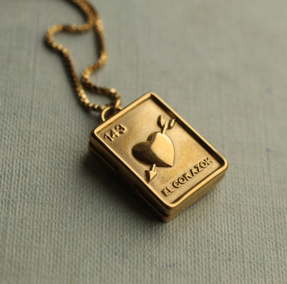 Tarot Card Rectangle Heart Locket Necklace