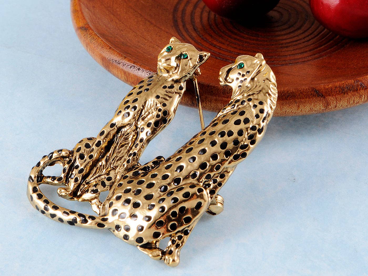 Twin Leopard Brooch