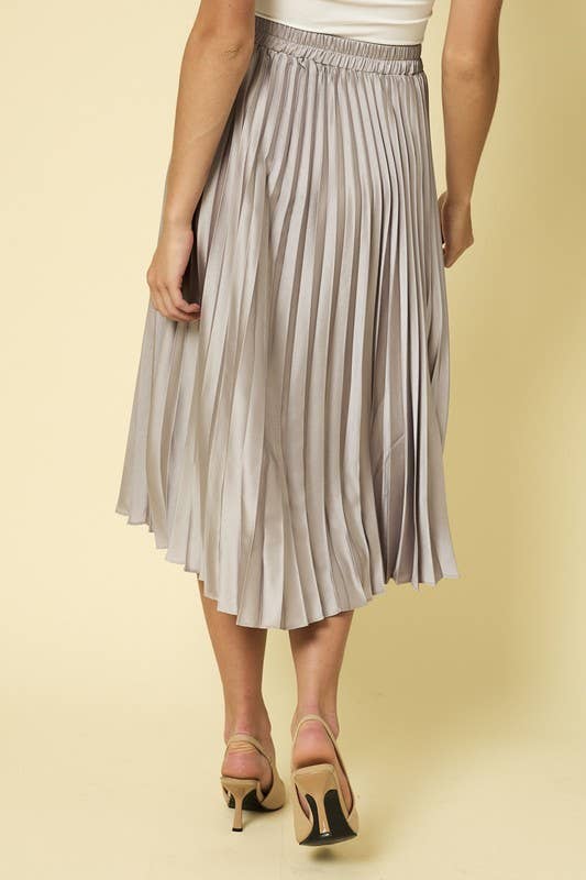 Sunburst Pleated Satin Skirt