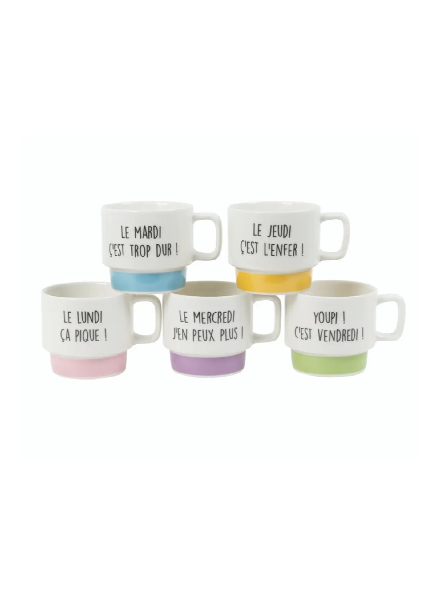 Set of Five Days of the Week Cups