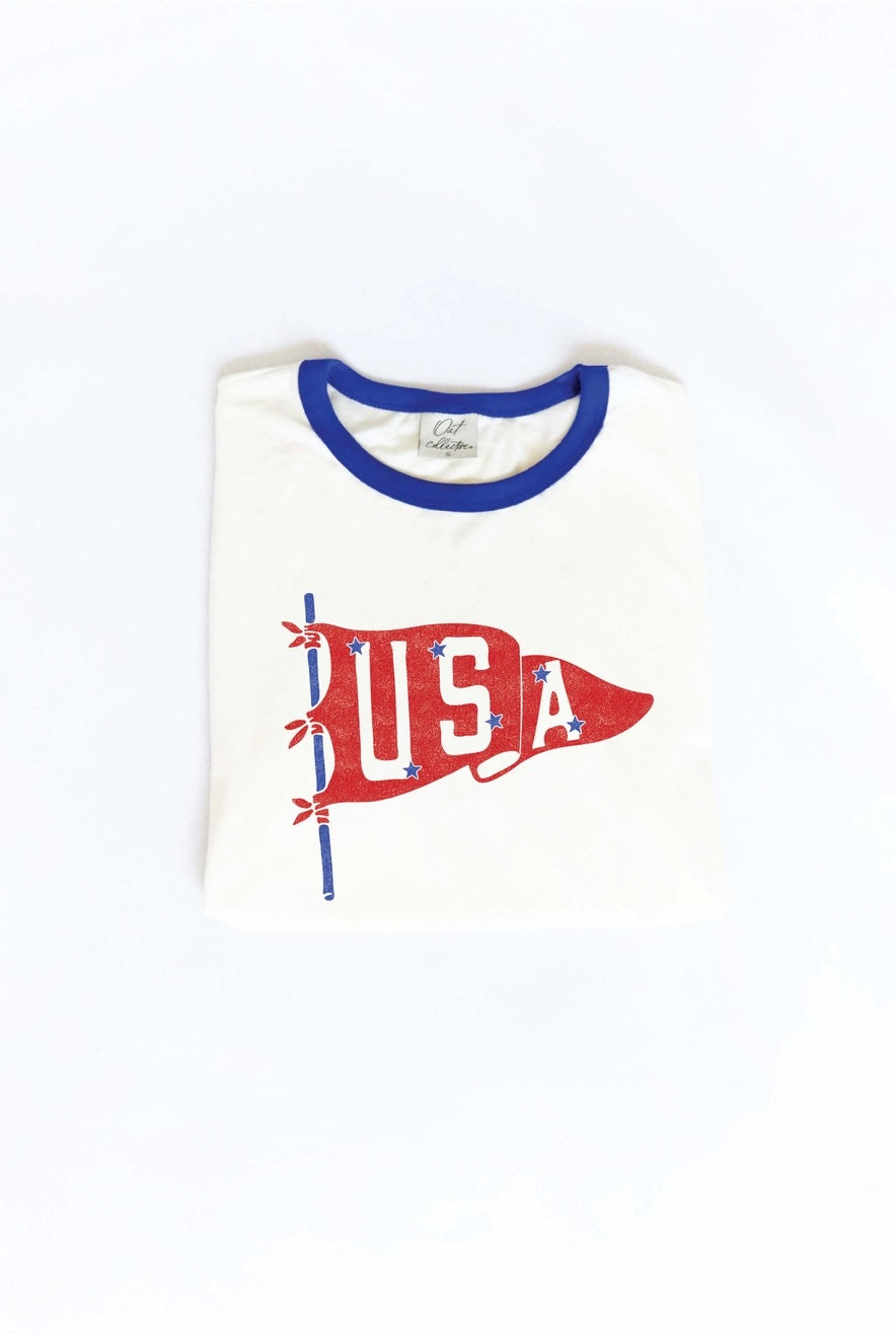 USA Pennant Ringer Tee