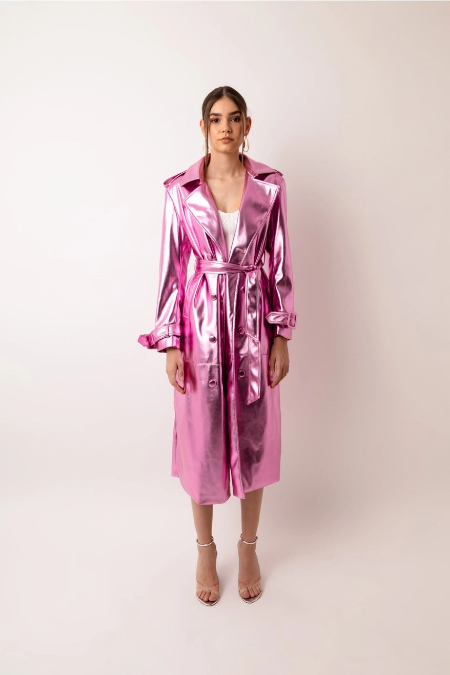 Lupe Metallic Trench Coat