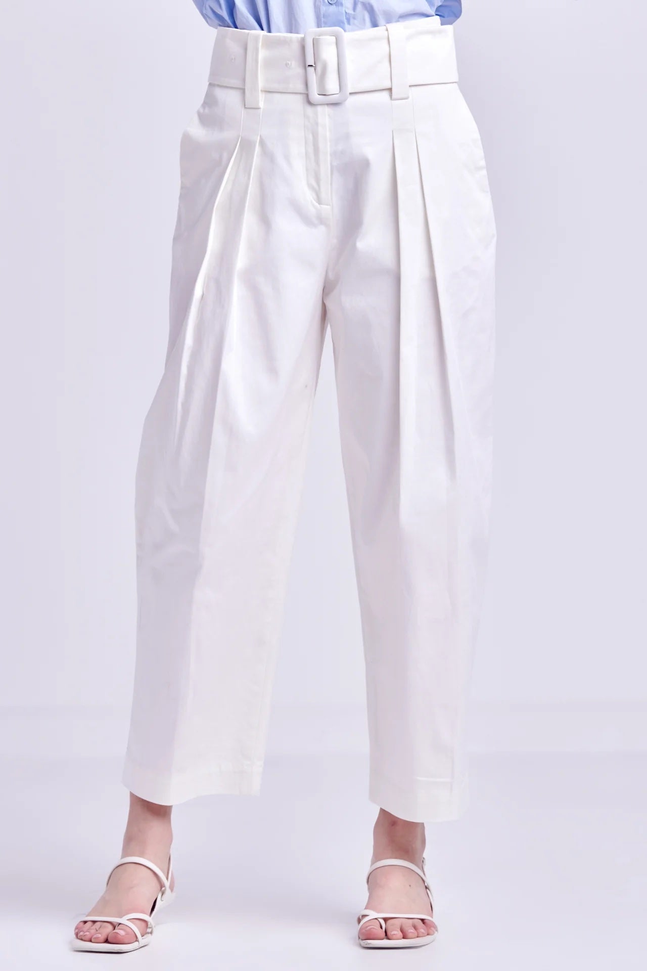 High Waist Belted Wide Leg Pants