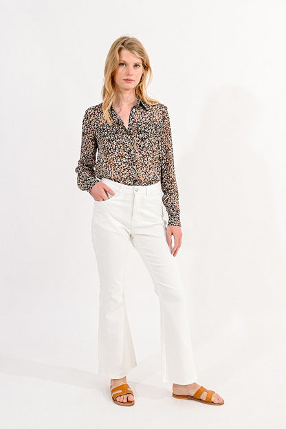 Kick Flare Jeans by Molly Bracken - White