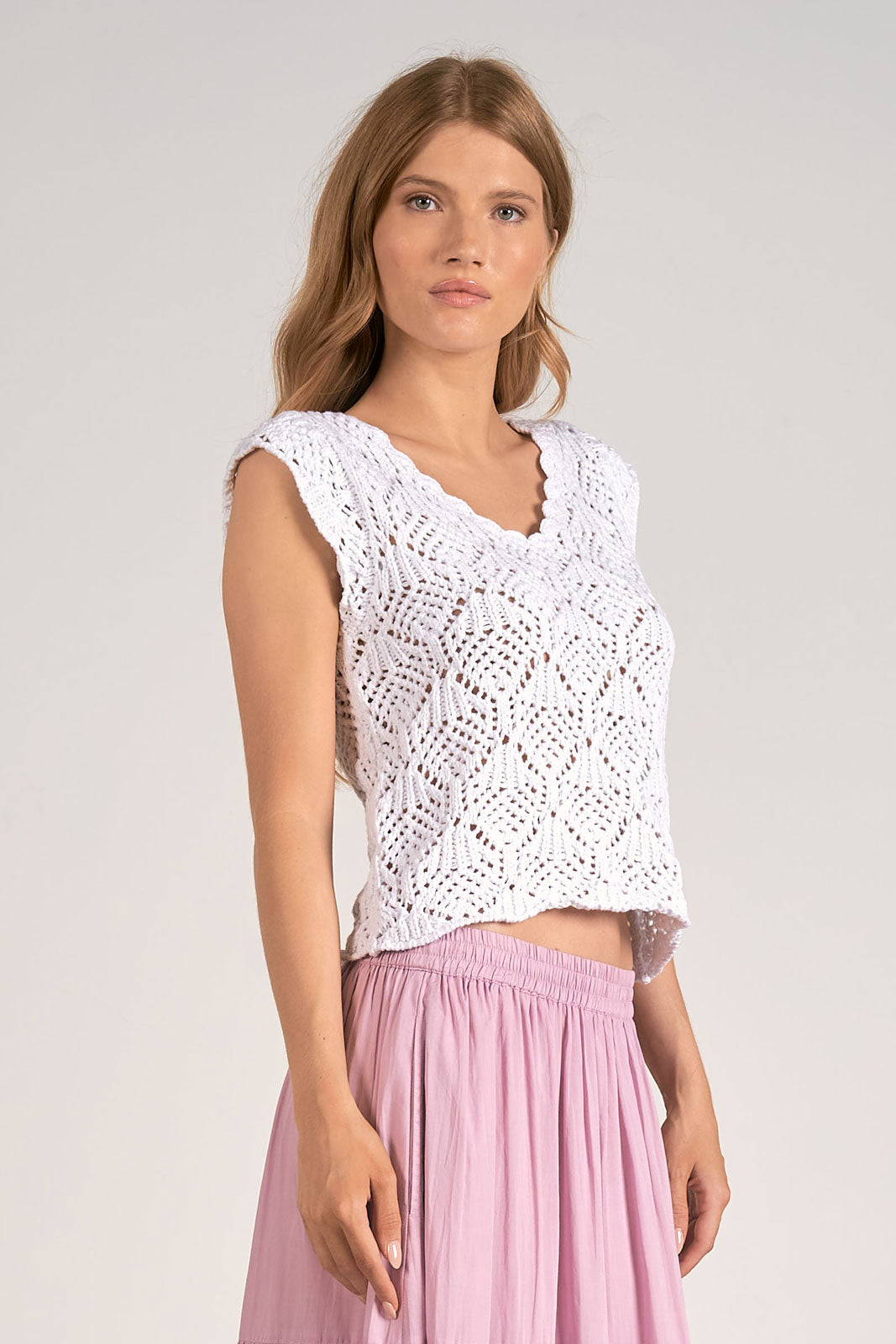 Cap Sleeve Crochet Sweater Top