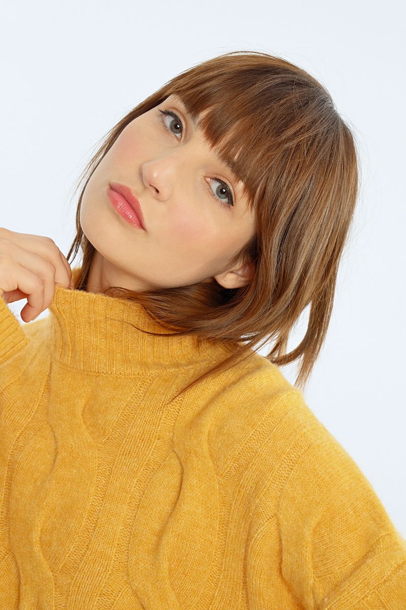 Cable Knit Mock Neck Sweater