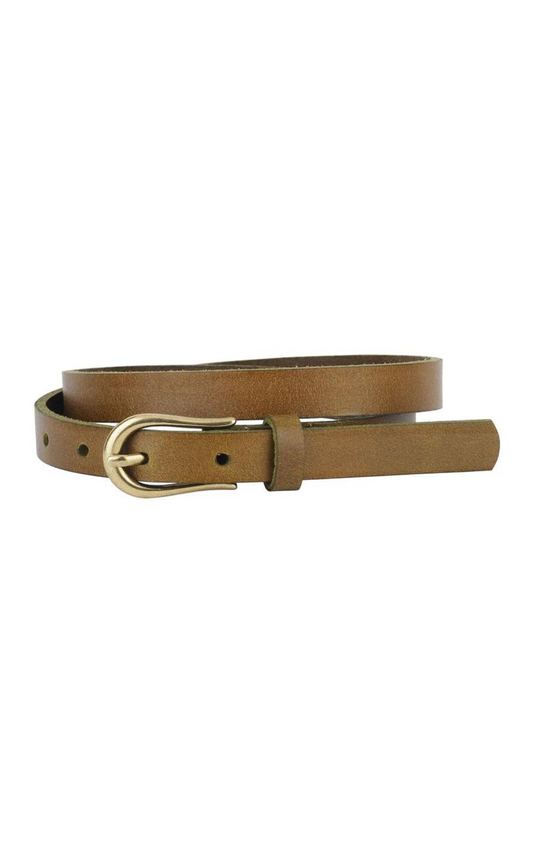 Skinny Leather Belt With Equestrian Buckle