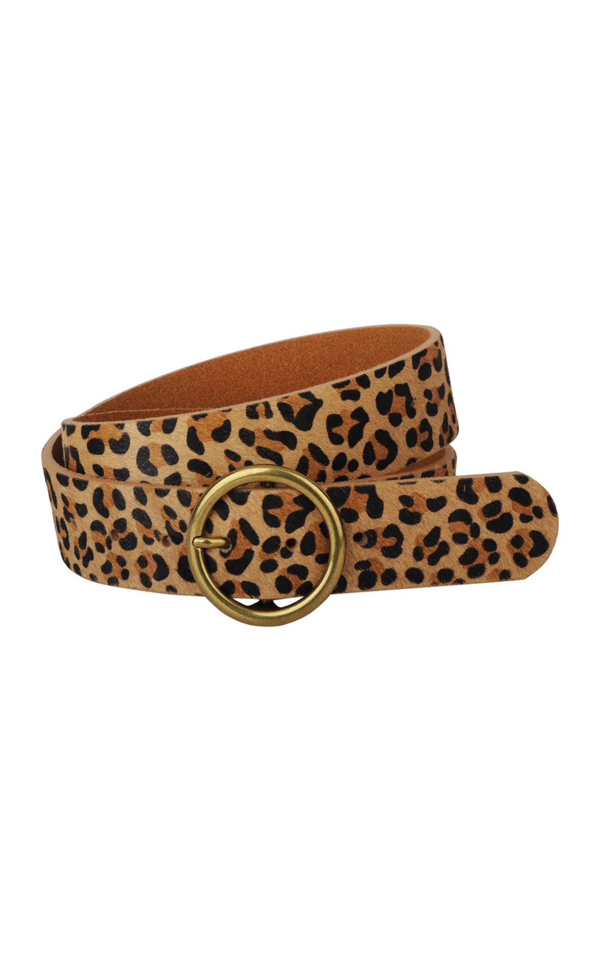 Wide Leopard Print Calf Hair Genuine Leather Belt