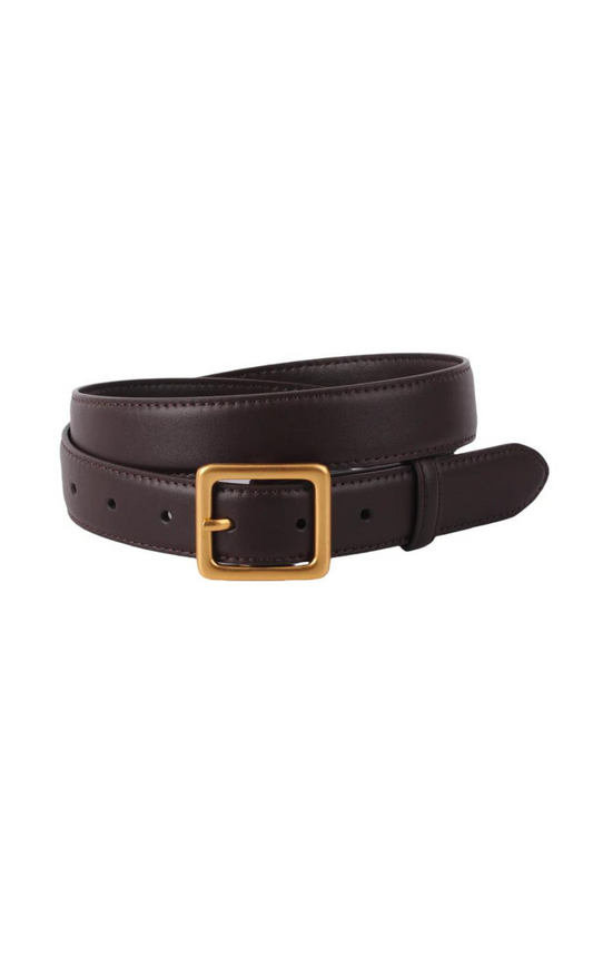 Leather Belt with Square Buckle