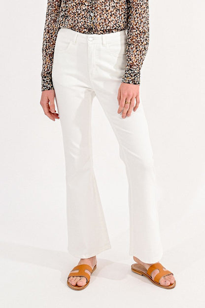 Kick Flare Jeans by Molly Bracken - White