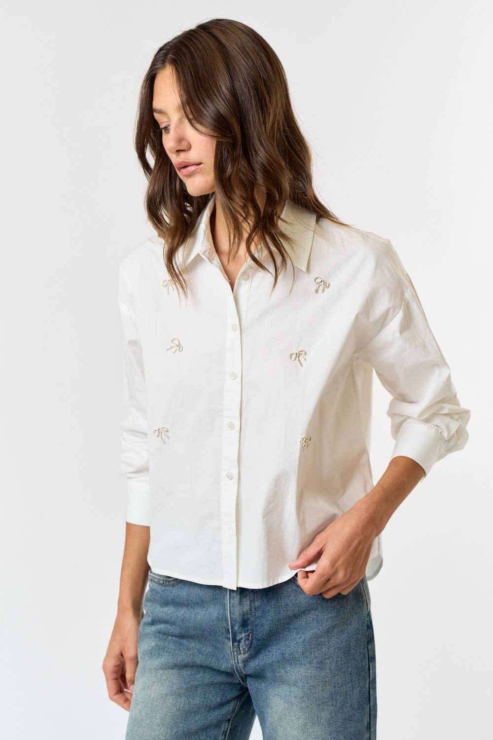 Jewel Bows Detail Button Down