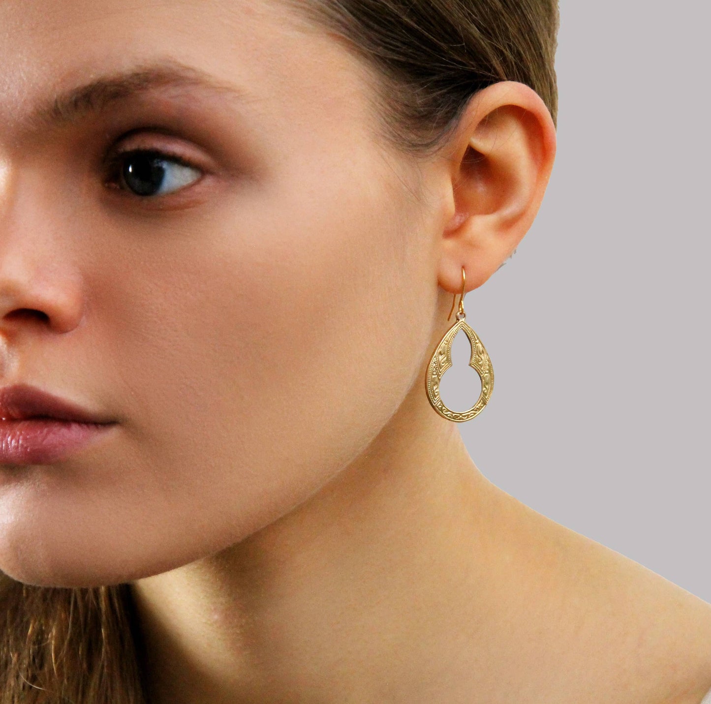 Victorian Gold and White Hoop Earrings