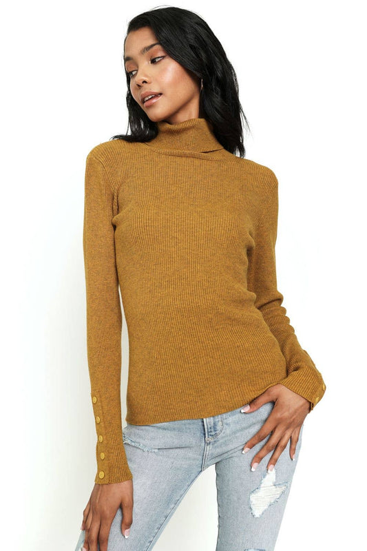 Button Sleeve Turtleneck