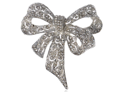 Silver Bow Brooch