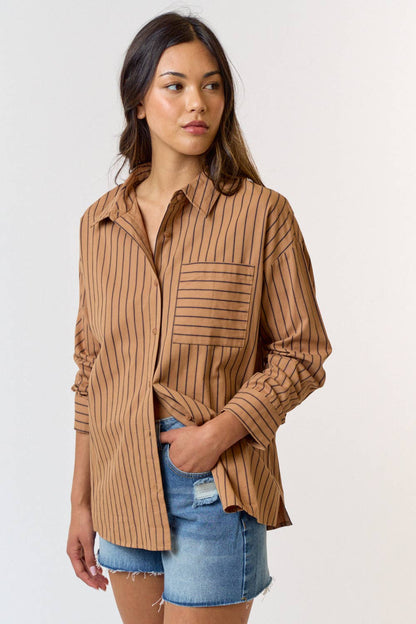 Oversized Striped Button Down