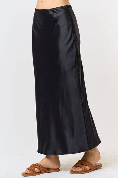 Satin Flared Midi Skirt