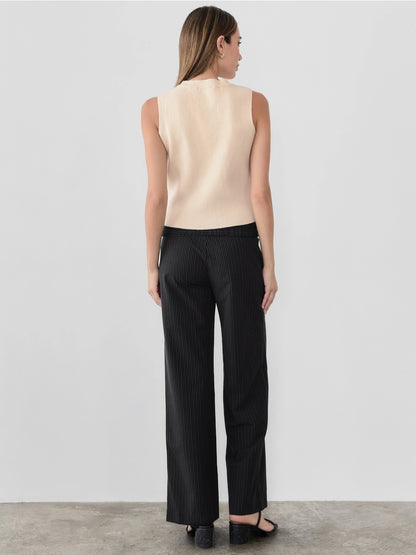 The Ginny Pants | Pinstripe Trousers w/ Belt