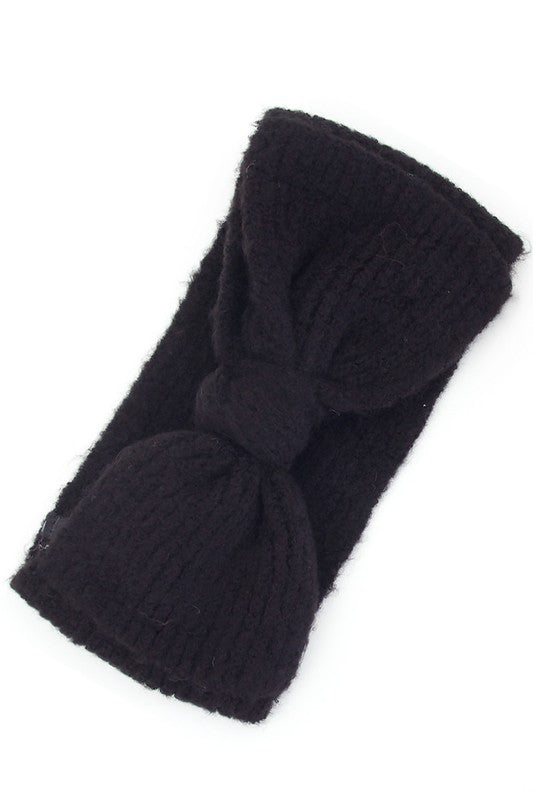 Ribbed Knit Bow Headband