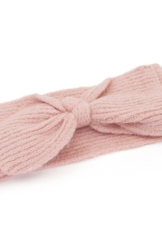 Ribbed Knit Bow Headband