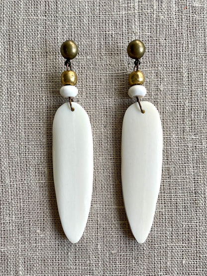 Hand-Carved Bone Arrowhead Earring