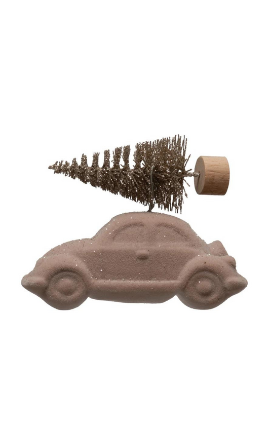 Vintage Car With Bottle Brush Tree